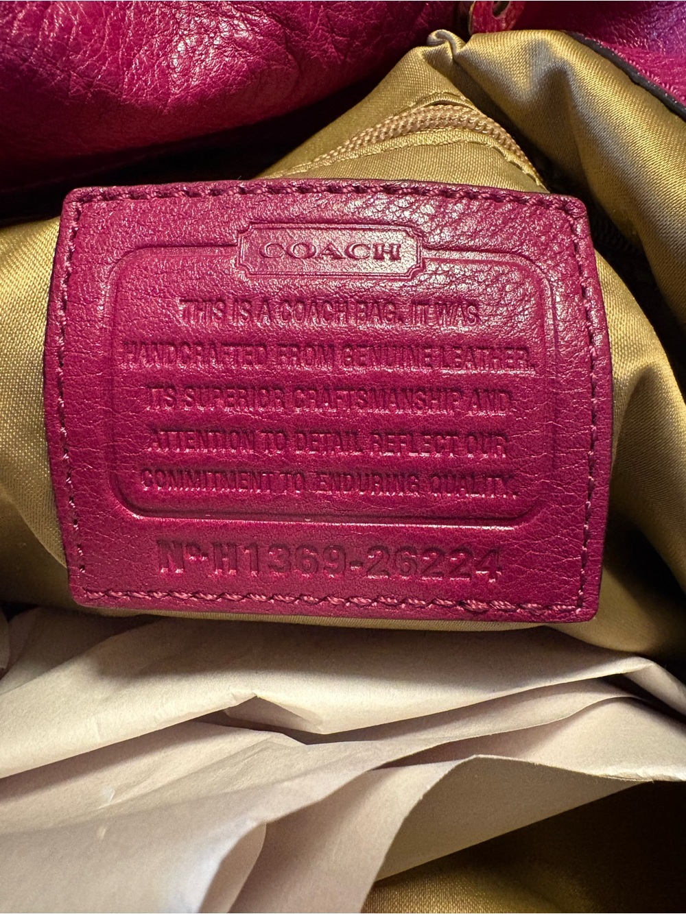 COACH Madison Phoebe Tumbled Hot Pink Leather 3 Section Shoulder Bag VINTAGE - Picture 3 of 15